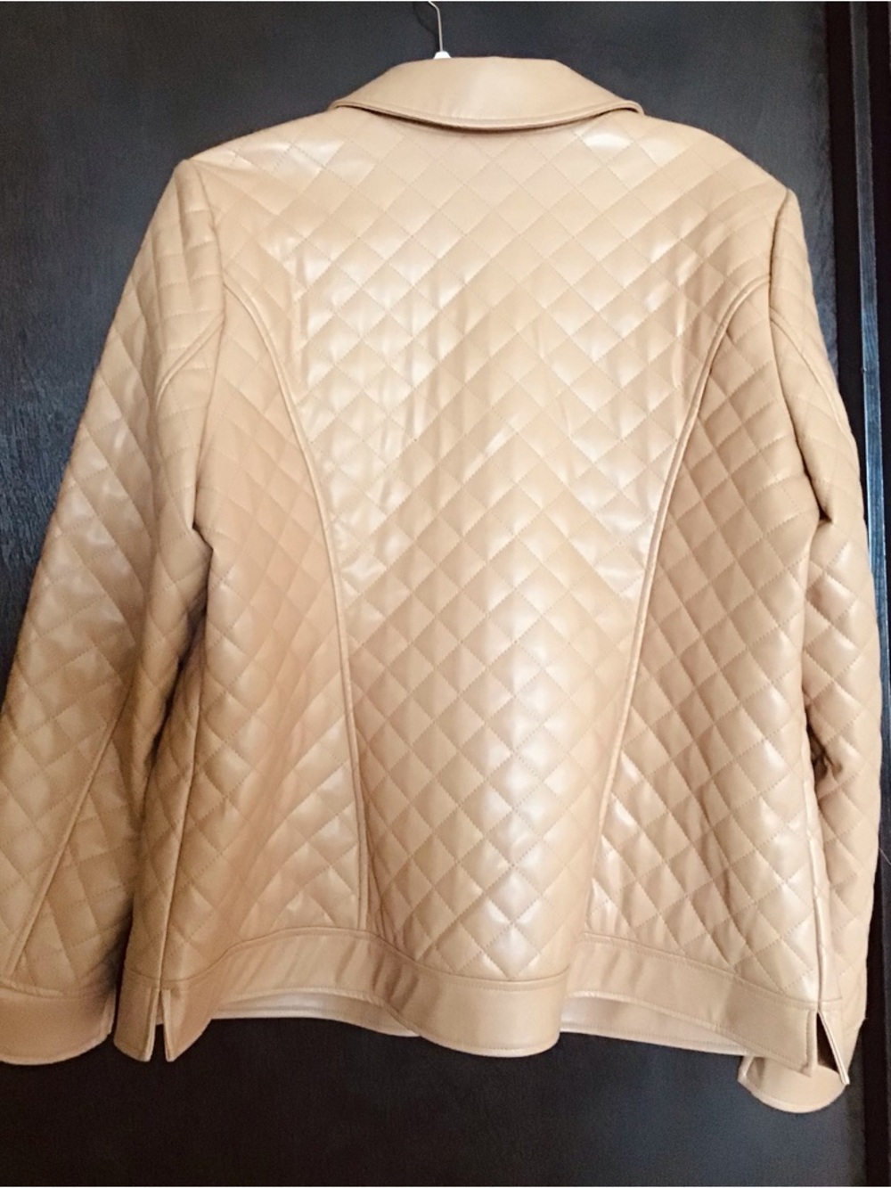 Denim&Co Tan Quilted Faux Leather Jacket - Picture 4 of 6